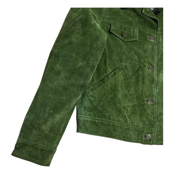 BUM EQUIPMENT Genuine Leather Cropped Bomber Vintage Y2K Jacket Womens Medium - Picture 5 of 6